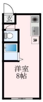 スリーコーポ(ワンルーム/2階)の間取り写真