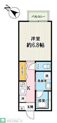イースターリリー川口(1K/2階)の間取り写真