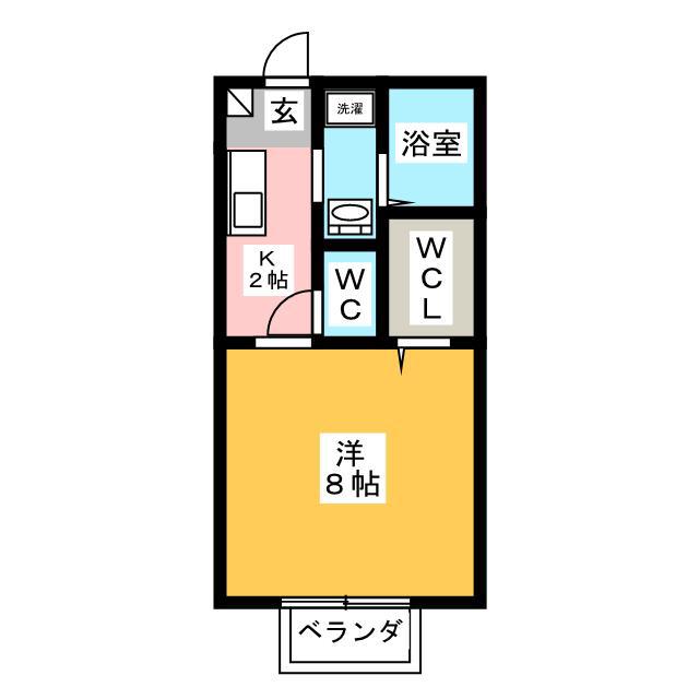グランドールA(1K/1階)の間取り写真