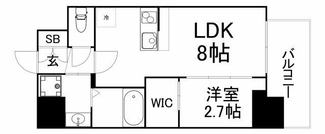 セレニテ天満橋アリア(1LDK/11階)の間取り写真