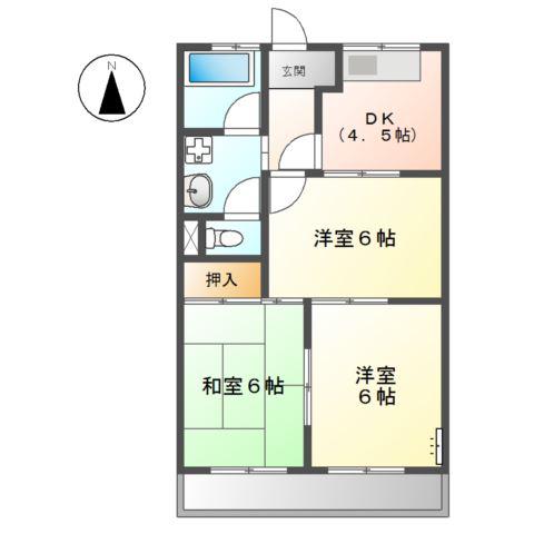アーバンヒルズ T2(3K/1階)の間取り写真