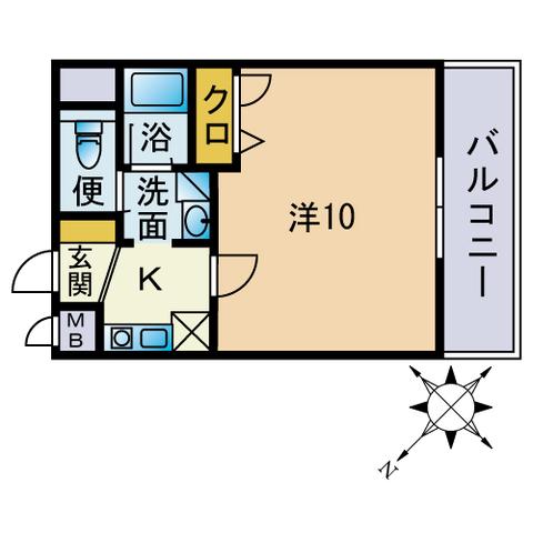 アミティエ博多南(1K/8階)の間取り写真