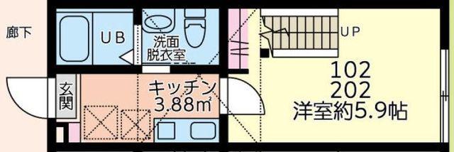 ショコラ BASE(1K/2階)の間取り写真