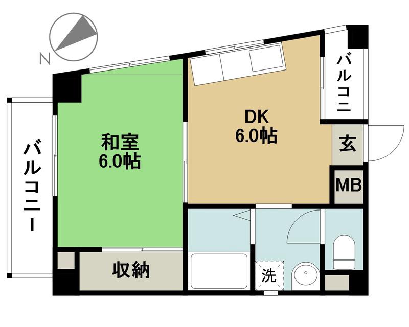 プリマスビル(1DK/4階)の間取り写真