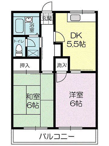 ハイツファミーユ(2DK/1階)の間取り写真