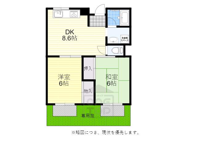 レジデンス吉川(2DK/1階)の間取り写真