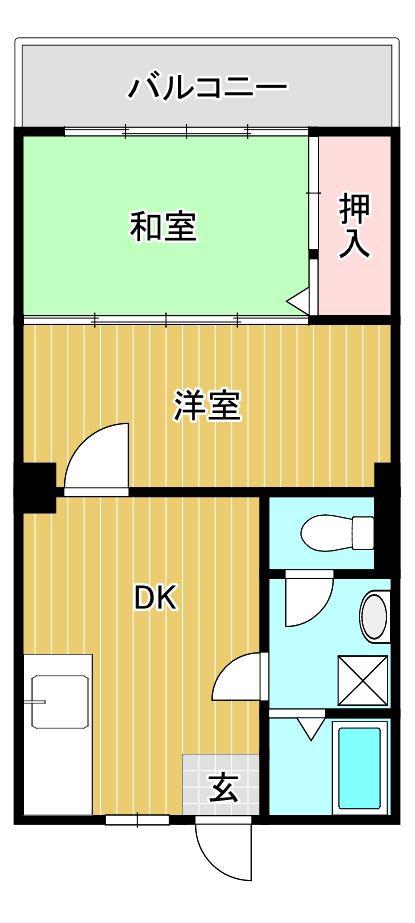 カンフォーラ佐賀(2DK/4階)の間取り写真