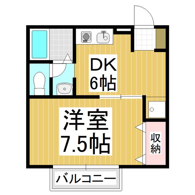 プレジール啓寿北館B棟(1DK/2階)の間取り写真