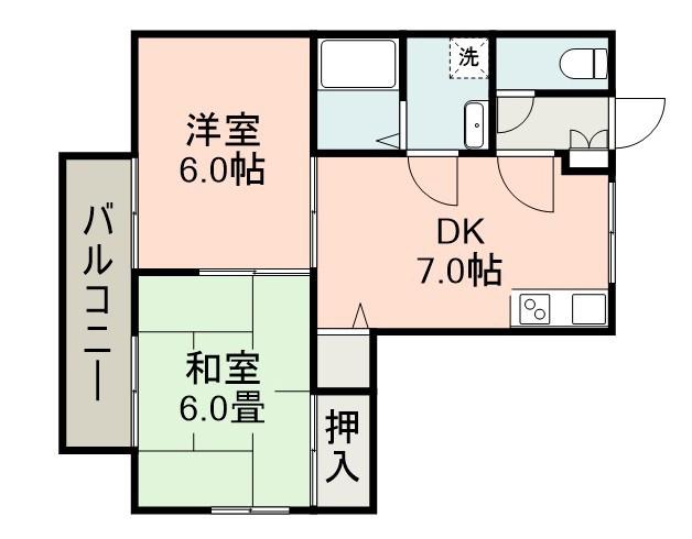 パナホーム宇宿(2DK/2階)の間取り写真