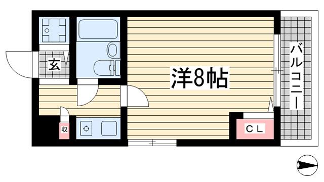 サンプラザ三宮70(1K/7階)の間取り写真