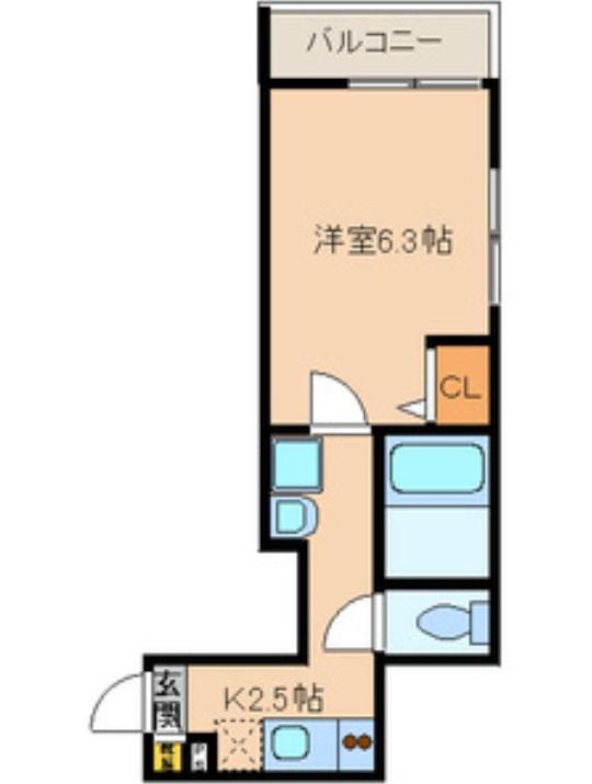 エステル木場(1K/2階)の間取り写真