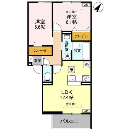 セジュールグリーンひなた(2LDK/1階)の間取り写真