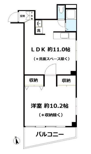 マイネ岸野ビル(1LDK/3階)の間取り写真