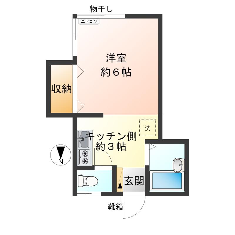 かなめハイツ(ワンルーム/2階)の間取り写真