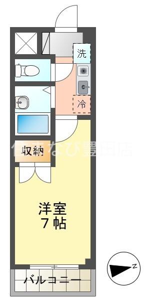 グランド月見(1K/3階)の間取り写真