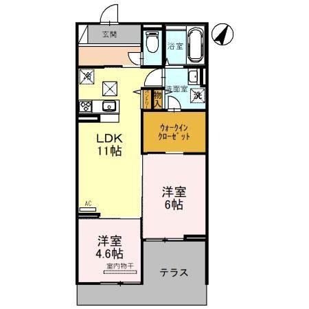 スカーラ大宮(2LDK/1階)の間取り写真
