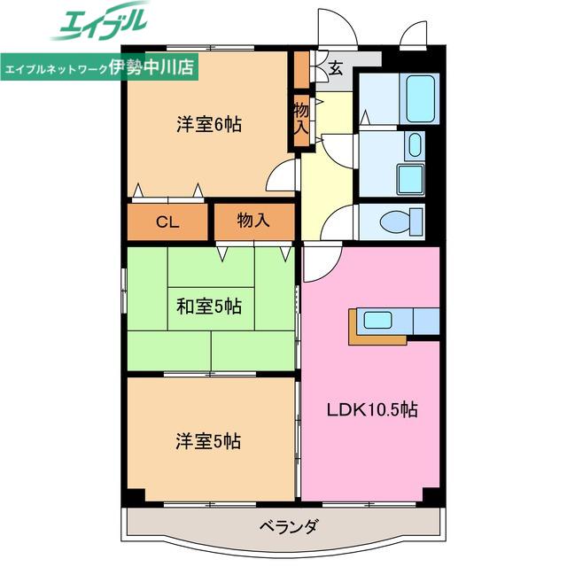 KUMOZUガーデンハイツ(3LDK/1階)の間取り写真