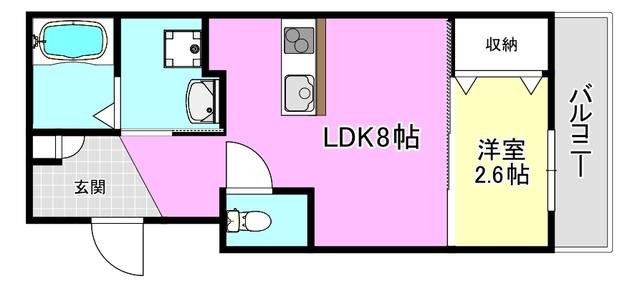 リアコート千里丘Iサウス(1LDK/3階)の間取り写真