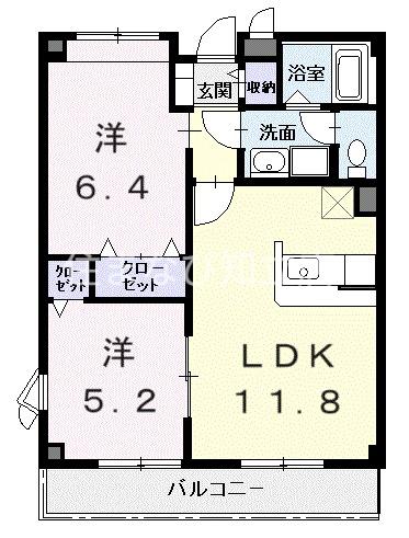 サンドエル(2LDK/2階)の間取り写真