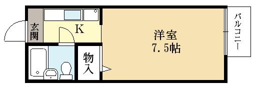 プレジール今堀A棟(1K/1階)の間取り写真