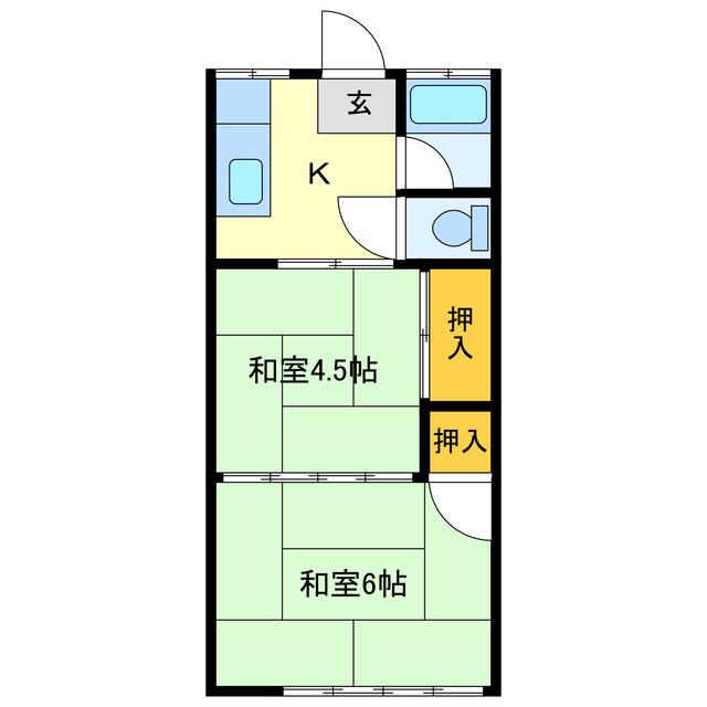 みづほ荘(2K/1階)の間取り写真