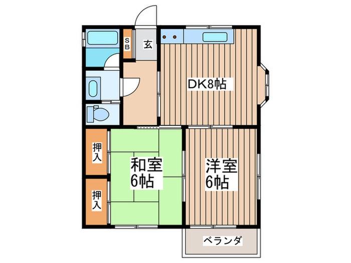 エクセレンスガーデン(2DK/2階)の間取り写真