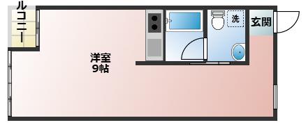 ウェルス吉田(ワンルーム/1階)の間取り写真