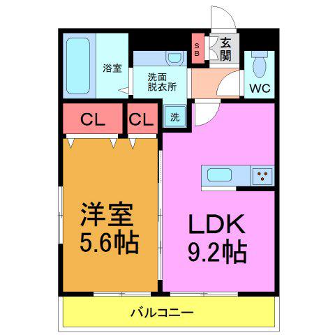 グランソラージュ(1LDK/2階)の間取り写真