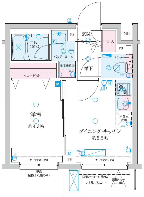 GENOVIA京成立石V(1DK/5階)の間取り写真