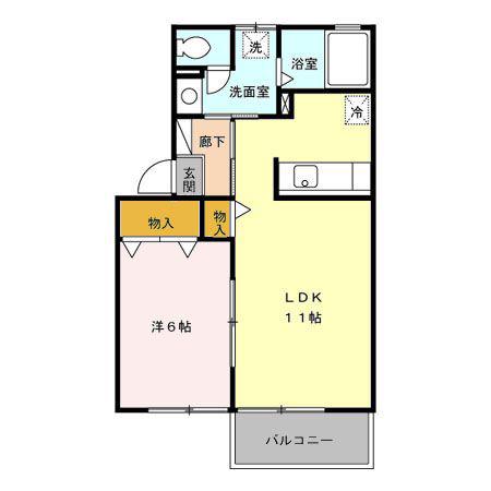エスポワールN(1LDK/2階)の間取り写真