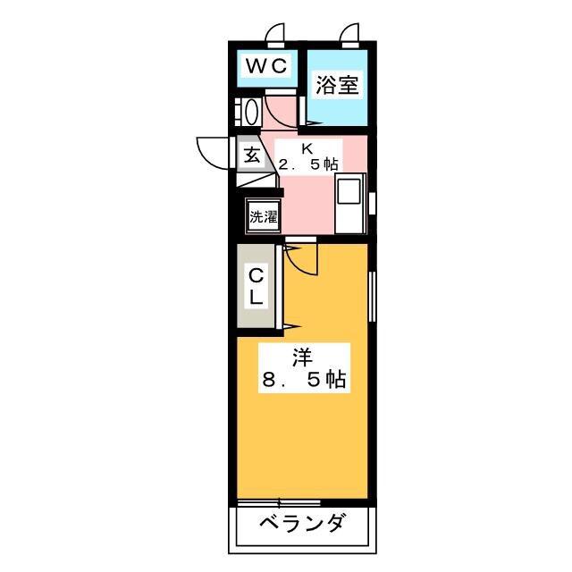 カーサグランデ元町(1K/3階)の間取り写真