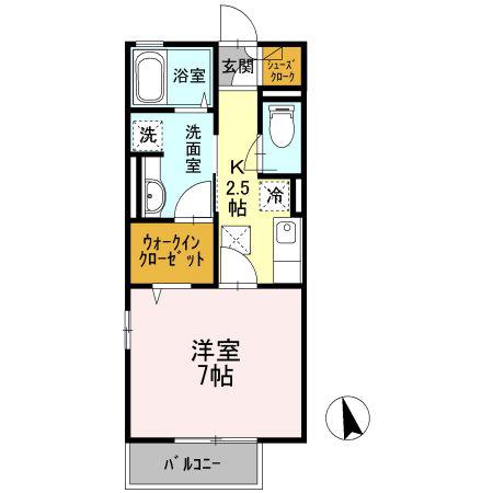 サンライズ 柄沢 西館(1K/1階)の間取り写真