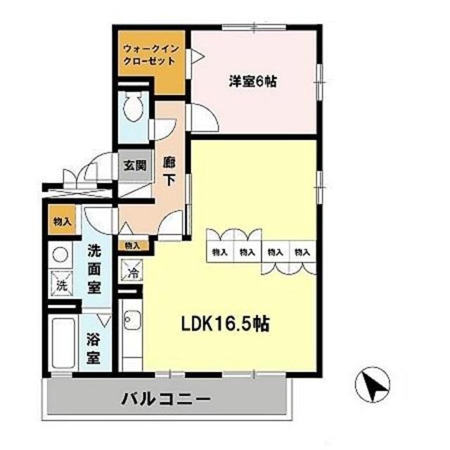リビングタウンなかもず B棟(1LDK/2階)の間取り写真