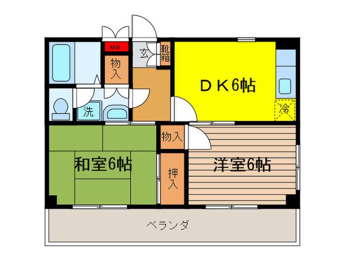 ファミールひろの(2DK/3階)の間取り写真