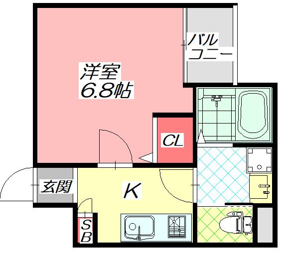 H-MAISON門真南II(1K/2階)の間取り写真