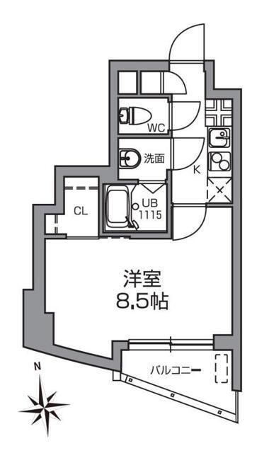 ENODE豪徳寺(1K/1階)の間取り写真