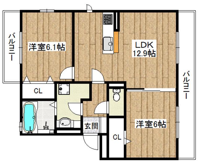 ディライト(2LDK/2階)の間取り写真
