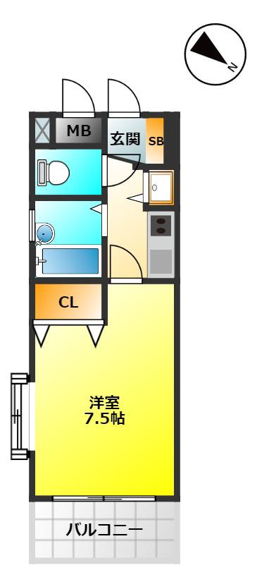 エルピス高宮駅前(1K/7階)の間取り写真