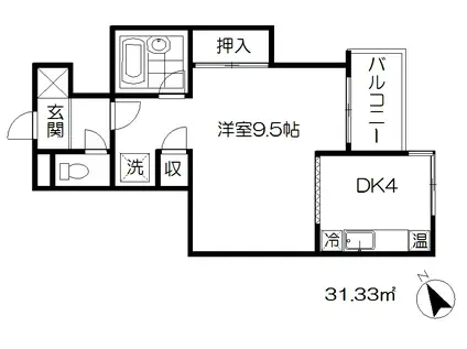 SUNヴィンテージ(1DK/1階)の間取り写真