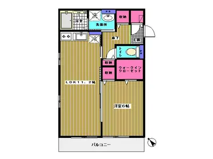 グランメール21・A(1LDK/1階)の間取り写真