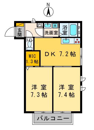 ラフェリオ立川(2DK/2階)の間取り写真