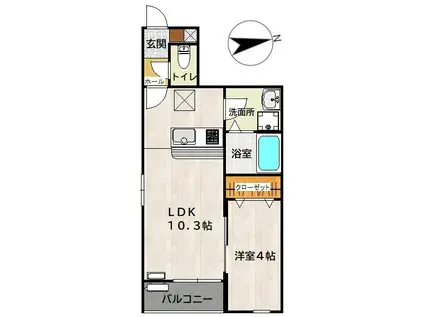 グレーセ・タークII(1LDK/1階)の間取り写真