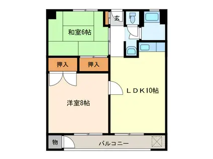 栄町ビル(2LDK/2階)の間取り写真