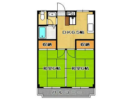 アポロ第一ビル(2DK/3階)の間取り写真