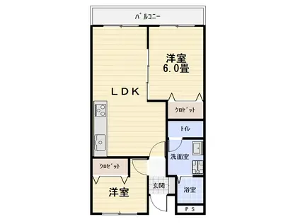 シャトード寿(2LDK/4階)の間取り写真