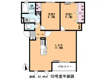 THE MASERATHI(2LDK/3階)の間取り写真