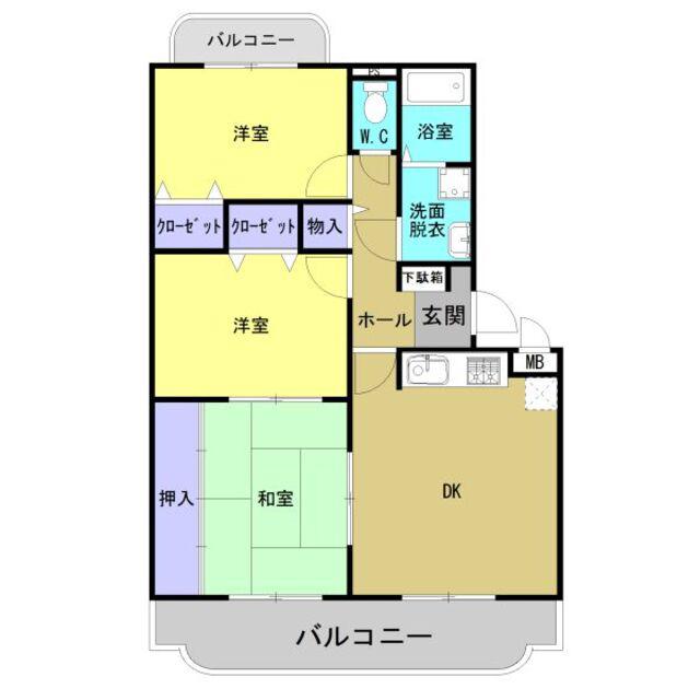 シャンティ(3LDK/2階)の間取り写真