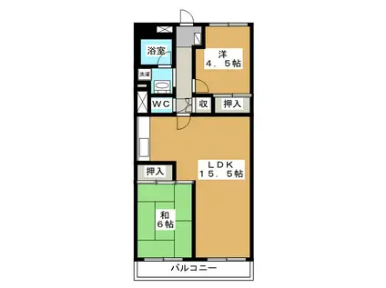 小島スカイハイツ(2LDK/8階)の間取り写真