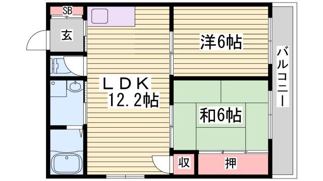 大西マンション(2LDK/2階)の間取り写真
