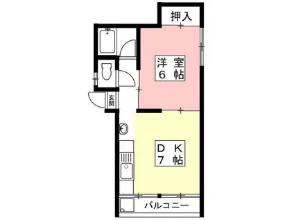 きんね荘(1DK/2階)の間取り写真